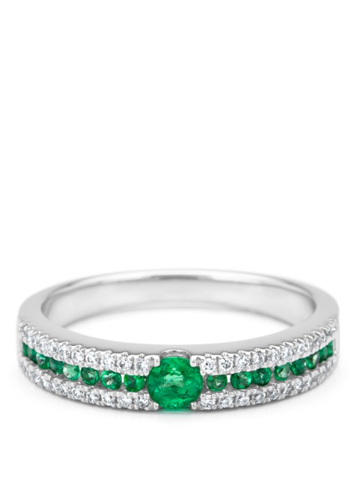 Diamond Point Witgouden ring, 0.36 ct smaragd, Majestic - detail 3 witgoud