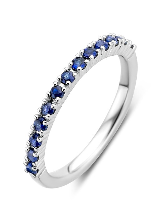 Diamond Point Witgouden ring, 0.37 ct blauwe saffier, Ensemble