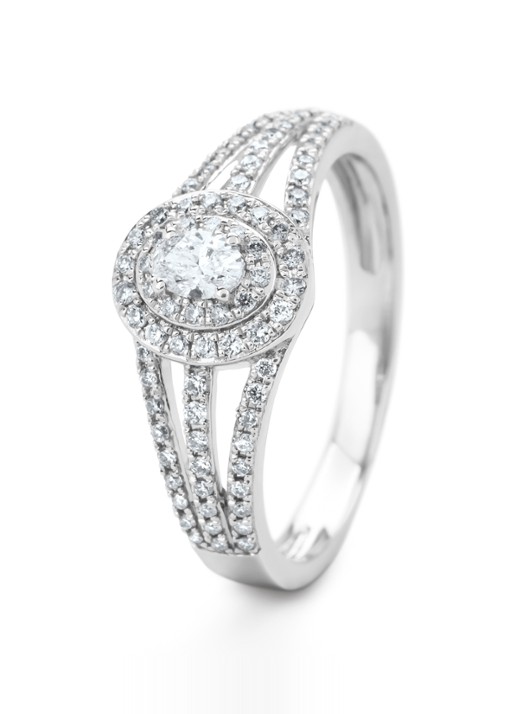 Diamond Point Witgouden ring, 0.38 ct diamant, Petite Romance