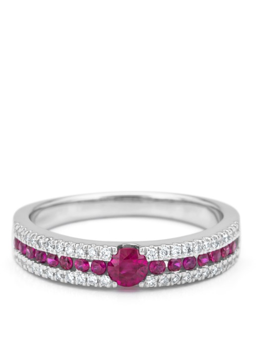 Diamond Point Witgouden ring, 0.38 ct robijn, Majestic - detail 3 witgoud