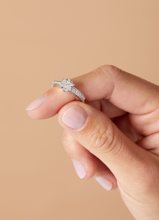 Diamond Point Witgouden ring, 0.39 ct diamant, Enchanted - voorkant 2 witgoud