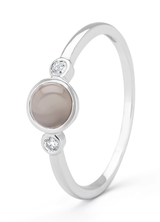 Diamond Point Witgouden ring, 0.58 ct maansteen, Little Drops