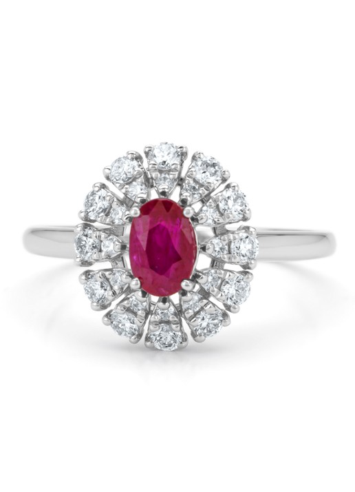 Diamond Point Witgouden ring, 0.63 ct robijn, Majestic - detail witgoud