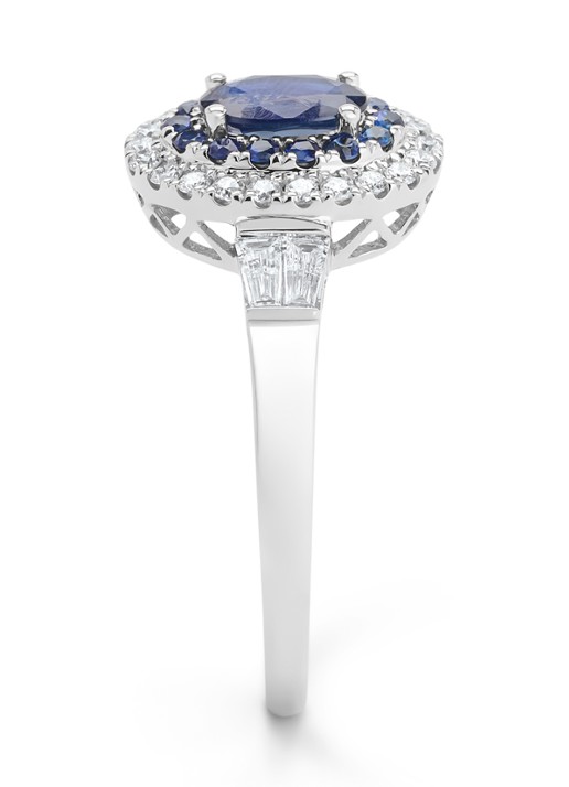 Diamond Point Witgouden ring, 0.65 ct blauwe saffier, Eden - detail 3 witgoud