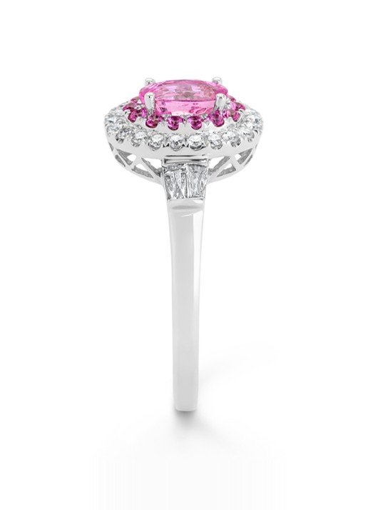 Diamond Point Witgouden ring, 0.65 ct roze saffier, Eden - detail 3 witgoud