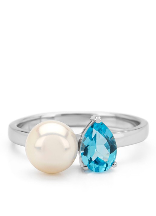 Diamond Point Witgouden ring, 0.98 ct topaas, Rivièra - detail 3 witgoud