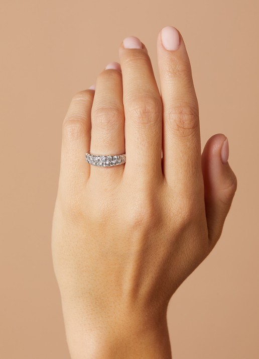 Diamond Point Witgouden ring, 1.05 ct diamant, Caviar - voorkant 2 witgoud