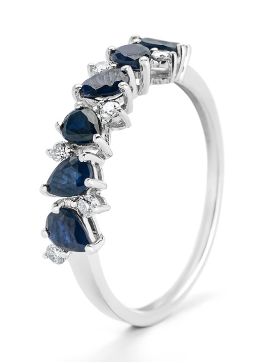 Diamond Point Witgouden ring, 1.19 ct blauwe saffier, Eden