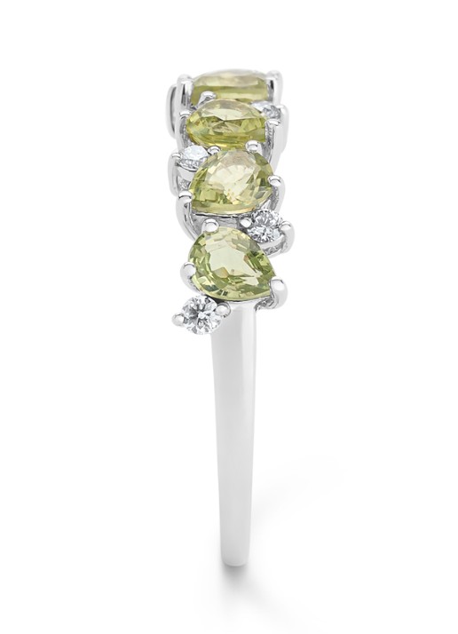 Diamond Point Witgouden ring, 1.19 ct groene saffier, Eden - detail 3 witgoud