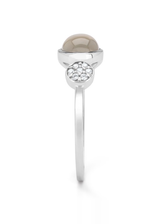 Diamond Point Witgouden ring, 1.24 ct maansteen, Little Drops - detail witgoud