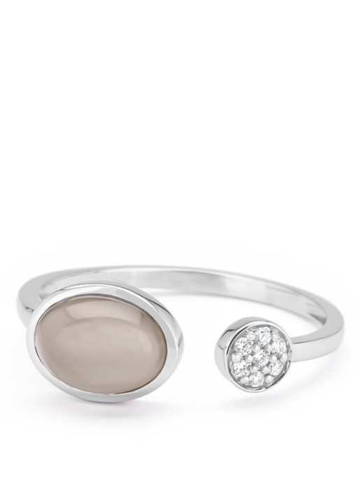 Diamond Point Witgouden ring, 1.24 ct maansteen, Little Drops - detail 2 witgoud