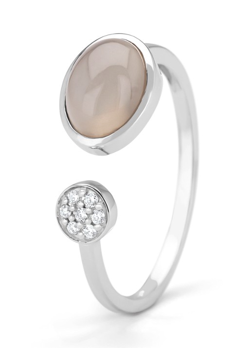 Diamond Point Witgouden ring, 1.24 ct maansteen, Little Drops
