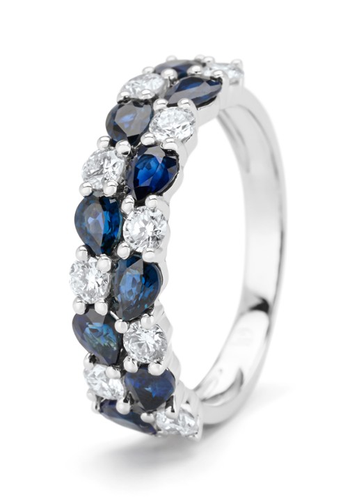 Diamond Point Witgouden ring, 1.65 ct blauwe saffier, Eden