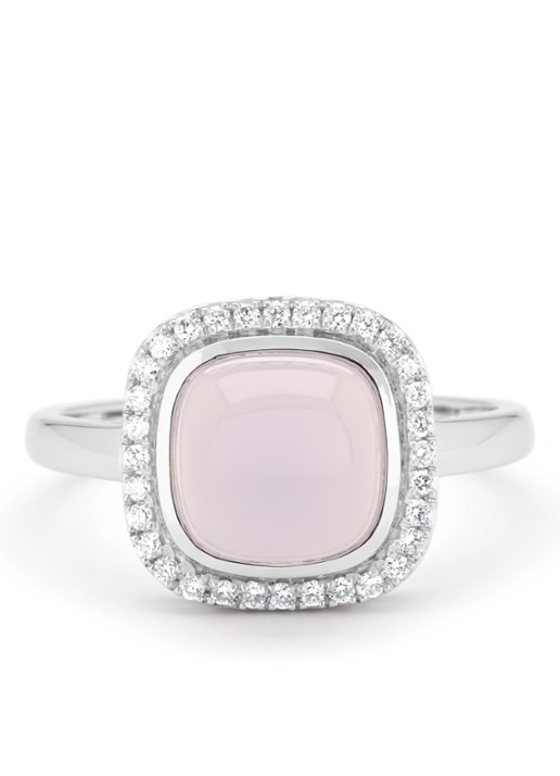 Diamond Point Witgouden ring, 2.45 ct blauwe chalcedoon, Little Drops - detail 4 witgoud