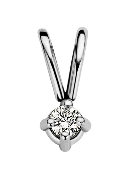 Diamond Point Witgouden solitair groeibriljant hanger, 0.03 ct. 0.03 ct diamant Groeibriljant