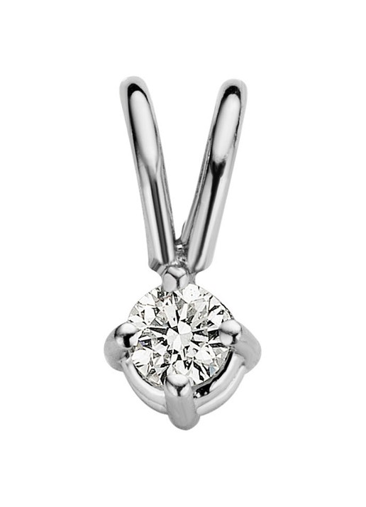 Diamond Point Witgouden solitair groeibriljant hanger, 0.05 ct. 0.05 ct diamant Groeibriljant