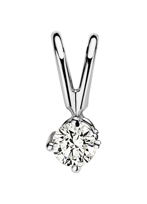 Diamond Point Witgouden solitair groeibriljant hanger, 0.08 ct. 0.08 ct diamant Groeibriljant