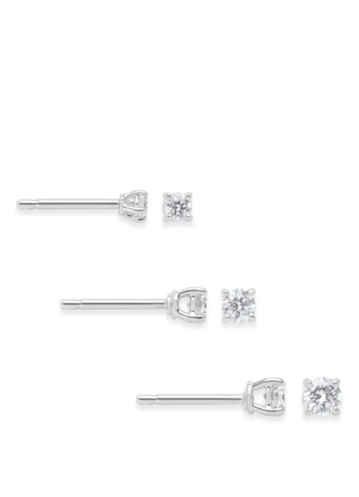 Diamond Point Witgouden solitair groeibriljant oorstekers, 0.04 ct. 0.04 ct diamant Groeibriljant - detail 3 witgoud