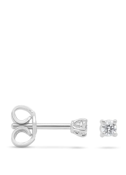 Diamond Point Witgouden solitair groeibriljant oorstekers, 0.04 ct. 0.04 ct diamant Groeibriljant