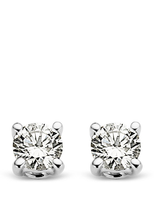 Diamond Point Witgouden solitair groeibriljant oorstekers, 0.08 ct. 0.08 ct diamant Groeibriljant