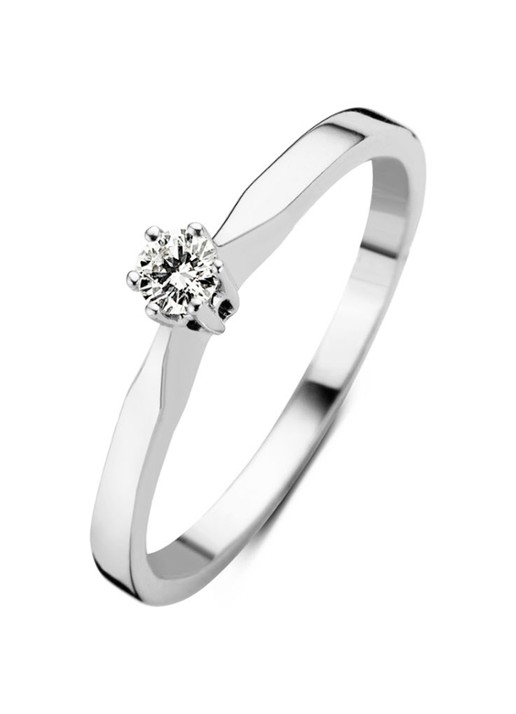 Diamond Point Witgouden solitair groeibriljant ring, 0.12 ct.