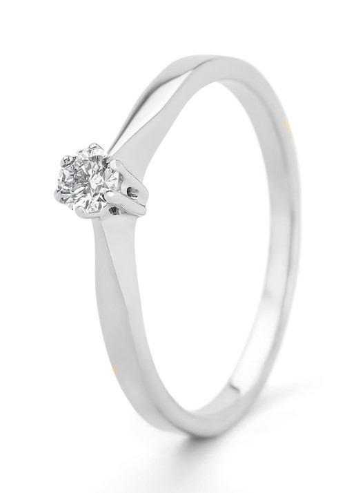 Diamond Point Witgouden solitair groeibriljant ring, 0.13 ct. 0.13 ct diamant Groeibriljant