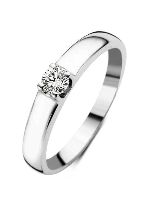 Diamond Point Witgouden solitair groeibriljant ring, 0.17 ct. 0.17 ct diamant Groeibriljant