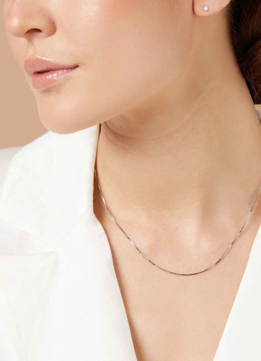 Diamond Point Witgouden venetiaans collier Timeless Treasures (42cm) - voorkant 3 witgoud