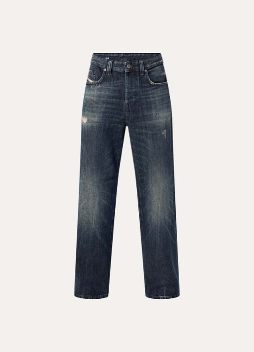 Diesel 2001 D-Macro loose fit jeans met destroyed afwerking - voorkant indigo