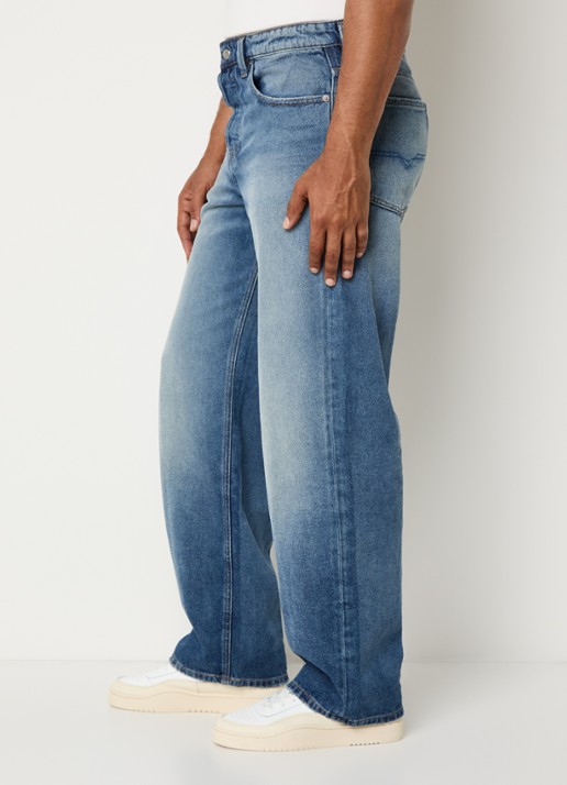 Diesel 2001 D-Macro loose fit jeans met medium wassing - detail 2 indigo
