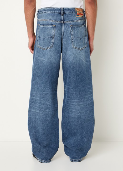Diesel 2001 D-Macro wide leg jeans met destroyed afwerking  - achterkant indigo