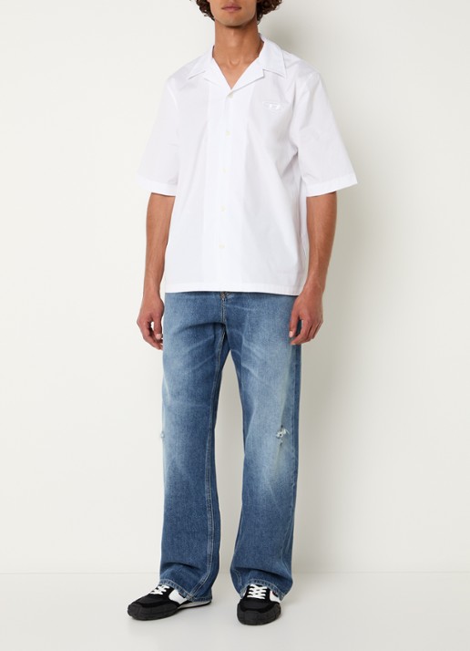 Diesel 2001 D-Macro wide leg jeans met destroyed afwerking  - voorkant 3 indigo