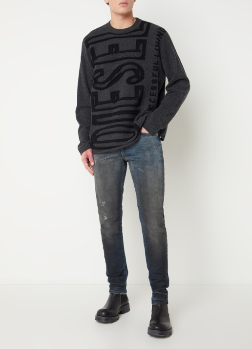 Diesel 2019 D-Strukt skinny jeans met donkere wassing - voorkant 2 indigo