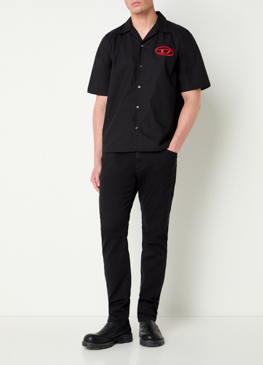 Diesel 2030 D-Krooley tapered jeans met trekkoord - voorkant 4 zwart