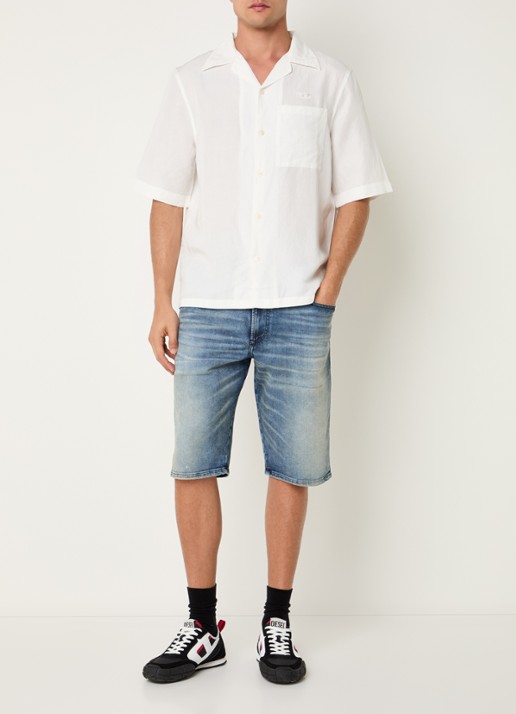 Diesel 2033 D-Krooley Joggjeans® straight fit korte broek van denim - voorkant 4 indigo