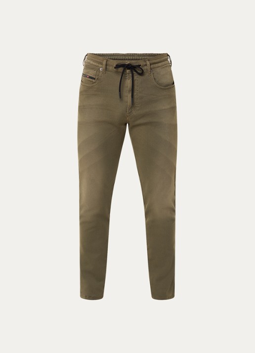 Diesel 2062 D-Strukt JoggJeans® tapered  jeans met gekleurde wassing  - voorkant legergroen