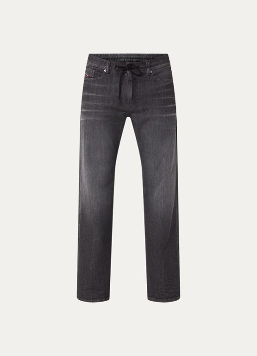 Diesel 2080 D-Reel straight leg jeans met gekleurde wassing en trekkoord - voorkant 4 antraciet