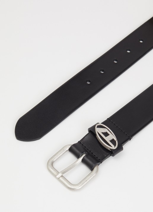 Diesel B-1DR OVAL D riem van leer met logo - detail zwart