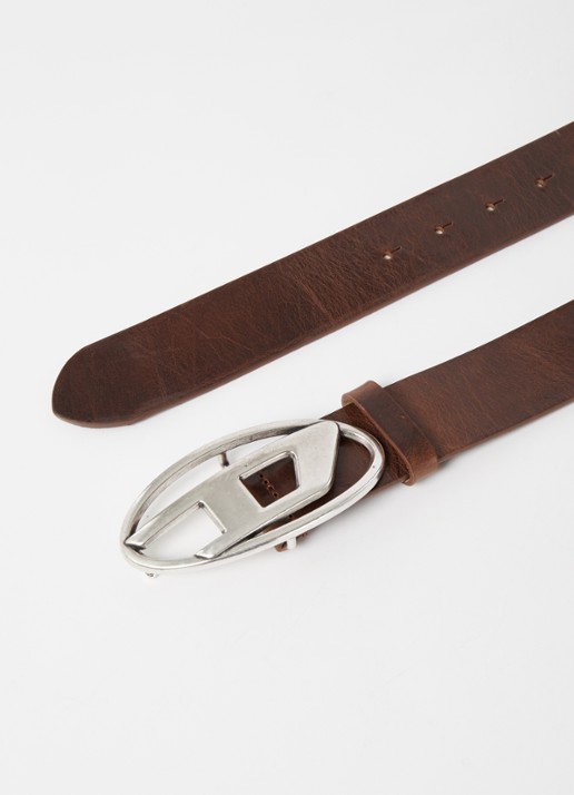 Diesel B-1DR riem van leer met logo - detail 4 donkerbruin
