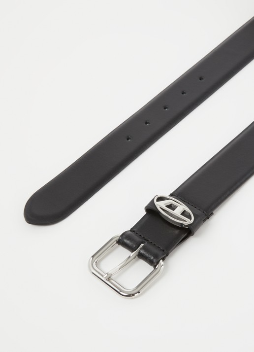 Diesel B-1DR riem van leer met logo - detail 2 zwart
