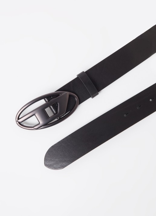 Diesel B-1DR riem van leer met logo - detail 2 zwart