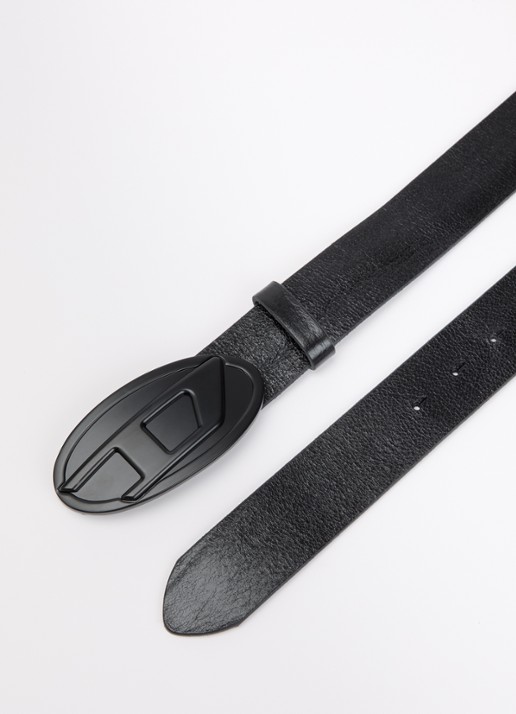 Diesel B-1DR riem van leer met logo - detail 2 zwart