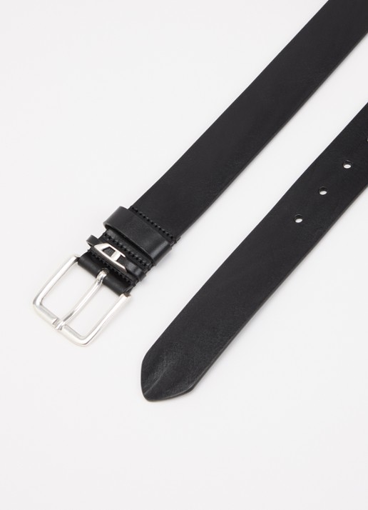 Diesel B-D Loop riem van leer met logo - detail zwart
