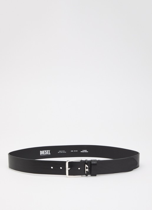 Diesel B-D Loop riem van leer met logo - voorkant 2 zwart