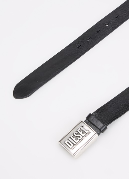Diesel B-Metal riem van leer - detail zwart