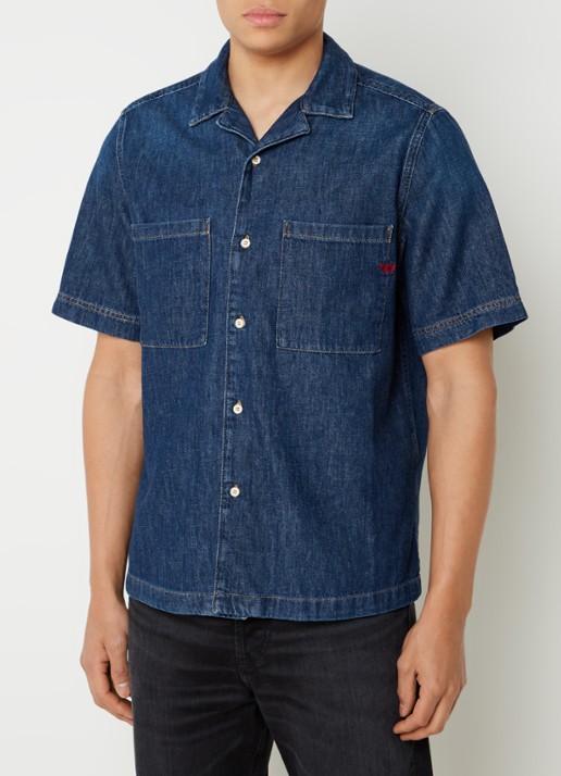 Diesel Camecia regular fit overhemd van denim met logoborduring