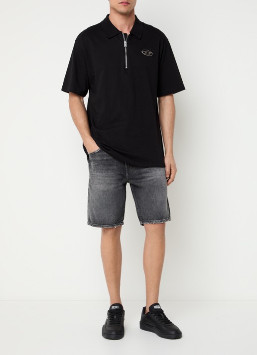 Diesel D-Fin straight fit korte broek van denim met gekleurde wassing - voorkant 4 zwart