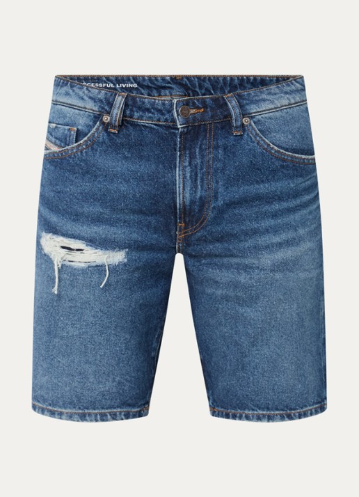 Diesel D-Fin straight leg korte broek van denim - voorkant 3 indigo