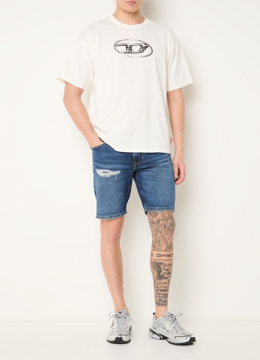 Diesel D-Fin straight leg korte broek van denim - voorkant 4 indigo