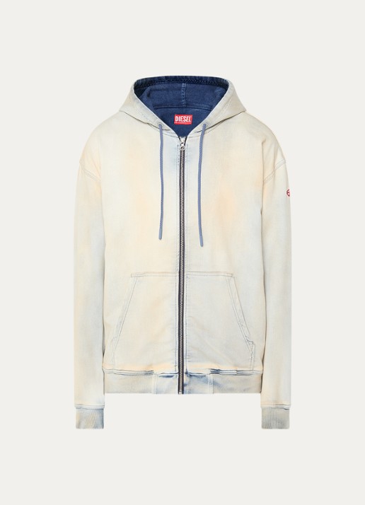 Diesel D-Gir-S sweatvest met capuchon - voorkant 5 vanillegeel